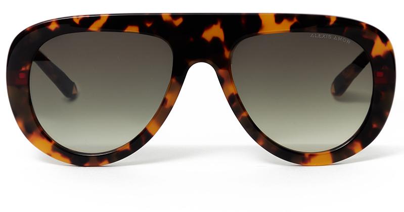 Alexis Amor Cassius frames in Havana + Deep Cranberry Red Stripe