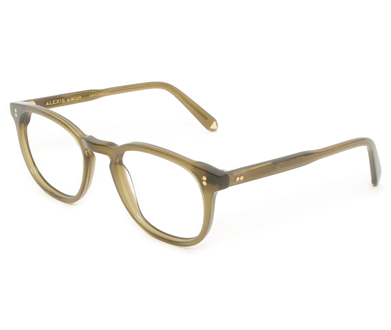 Alexis Amor Clarke frames in Opaque Olive Glow 