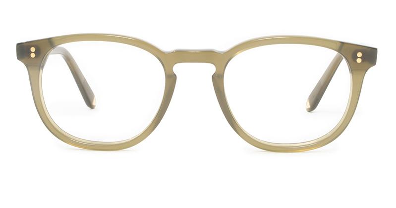 Alexis Amor Clarke frames in Opaque Olive Glow 