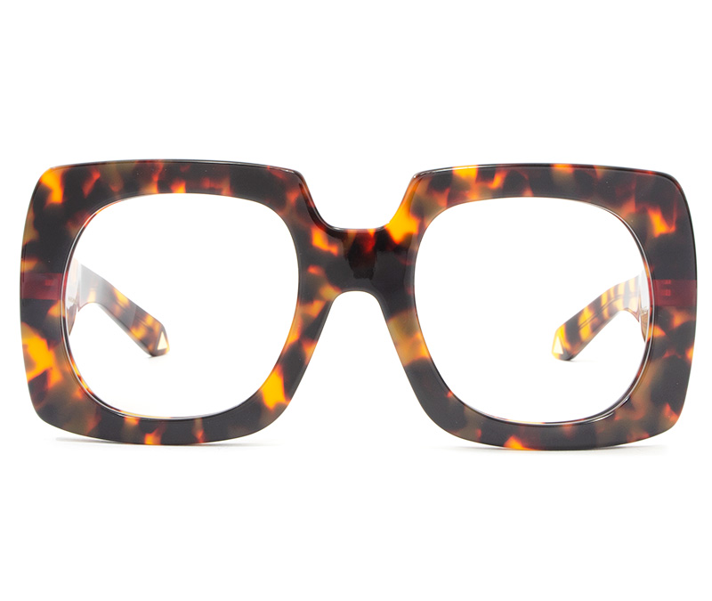 Alexis Amor Dee Dee frames in Havana + Deep Cranberry Red Stripe