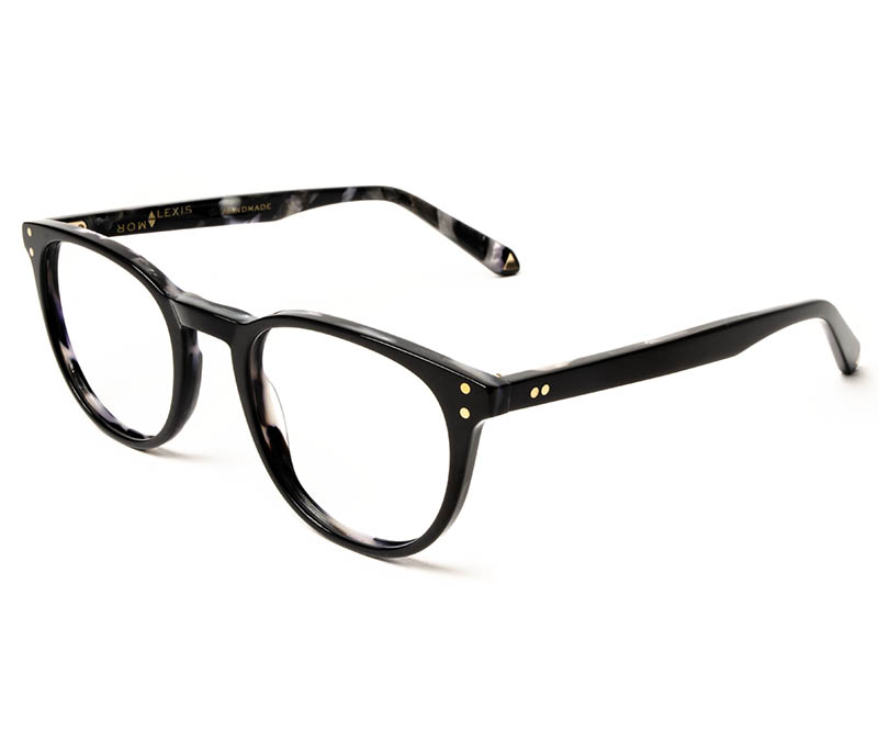 Alexis Amor Edie frames in Gloss Piano Black + Marble