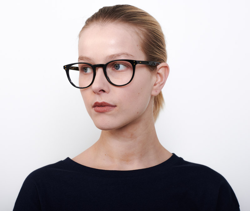 Alexis Amor Edie frames in Gloss Piano Black + Marble