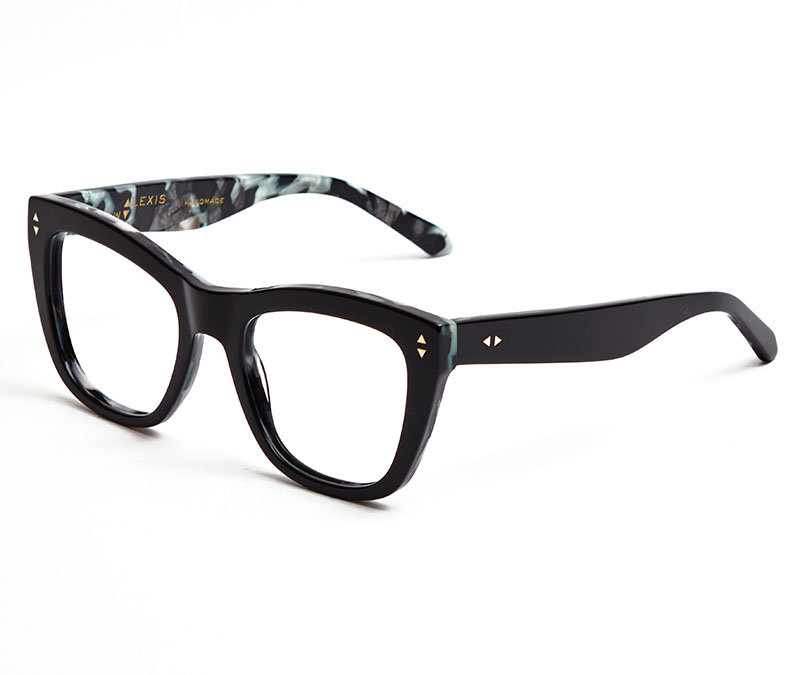 Alexis Amor Holly frames in Gloss Piano Black + Marble