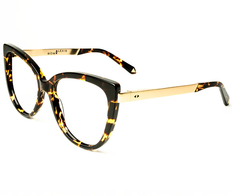 Alexis Amor Inez frames in Amber Fleck Matte Gold