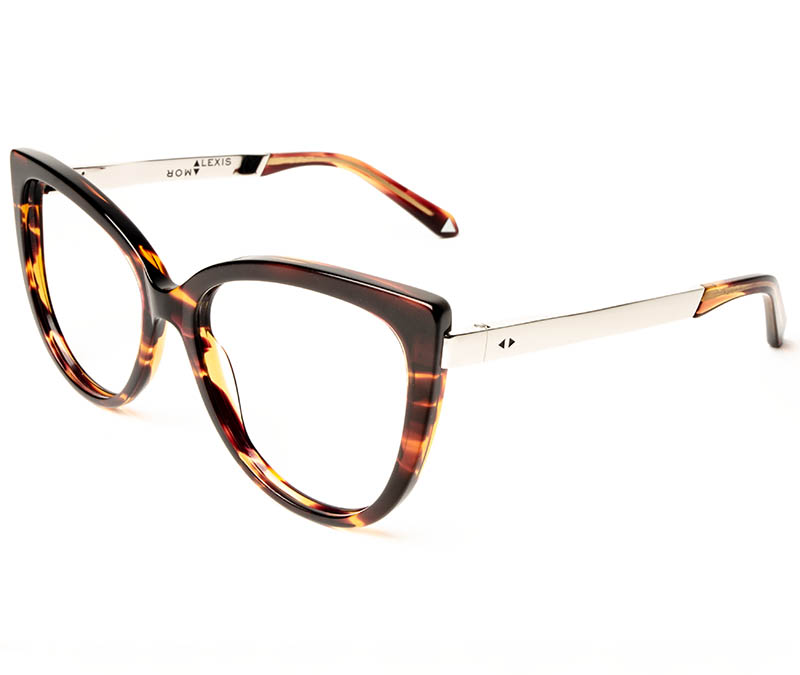 Alexis Amor Inez frames in Smooth Caramel Stripe Gloss Silver/Gold