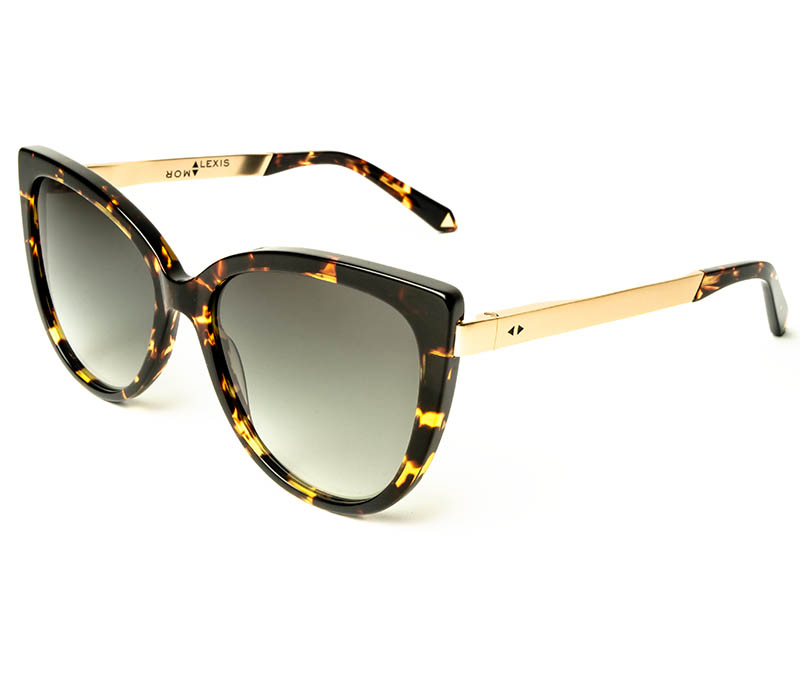 Alexis Amor Inez sunglasses in Gloss Black Amber Fleck Matte Gold