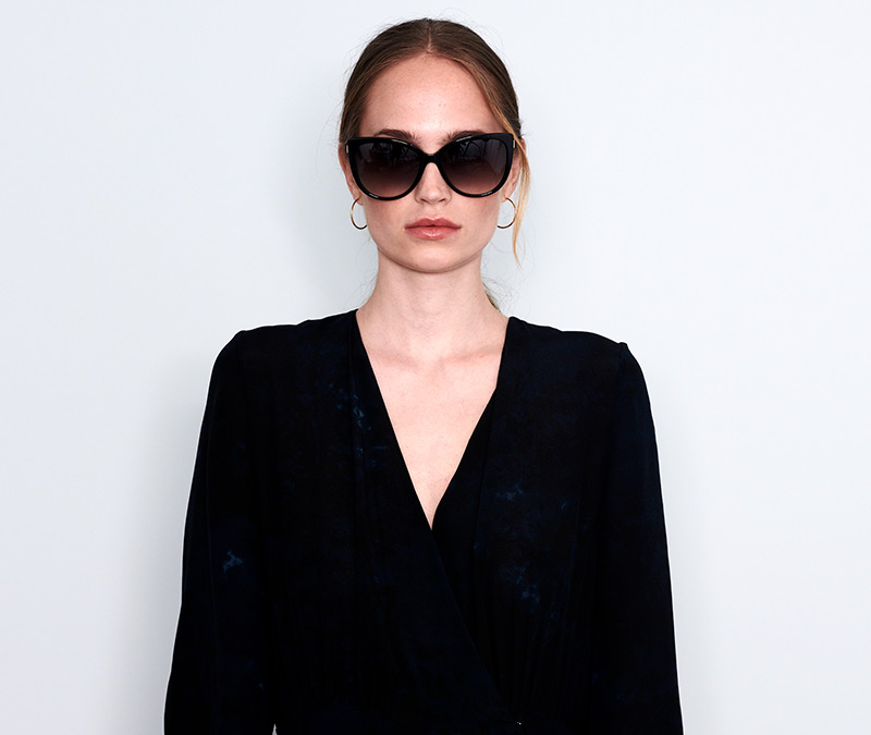 Alexis Amor Inez sunglasses in Gloss Black Amber Fleck Matte Gold