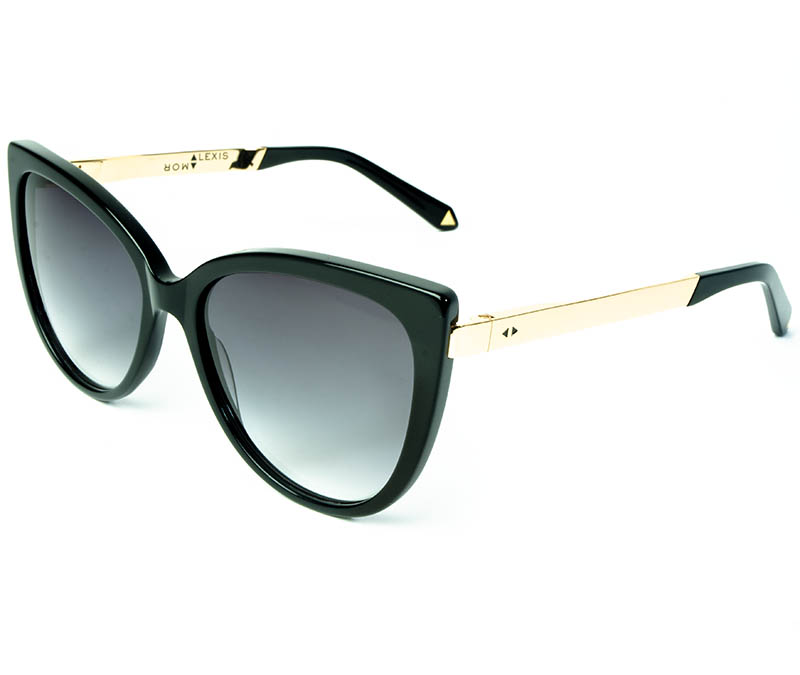 Alexis Amor Inez sunglasses in Gloss Piano Black Mirror Gold