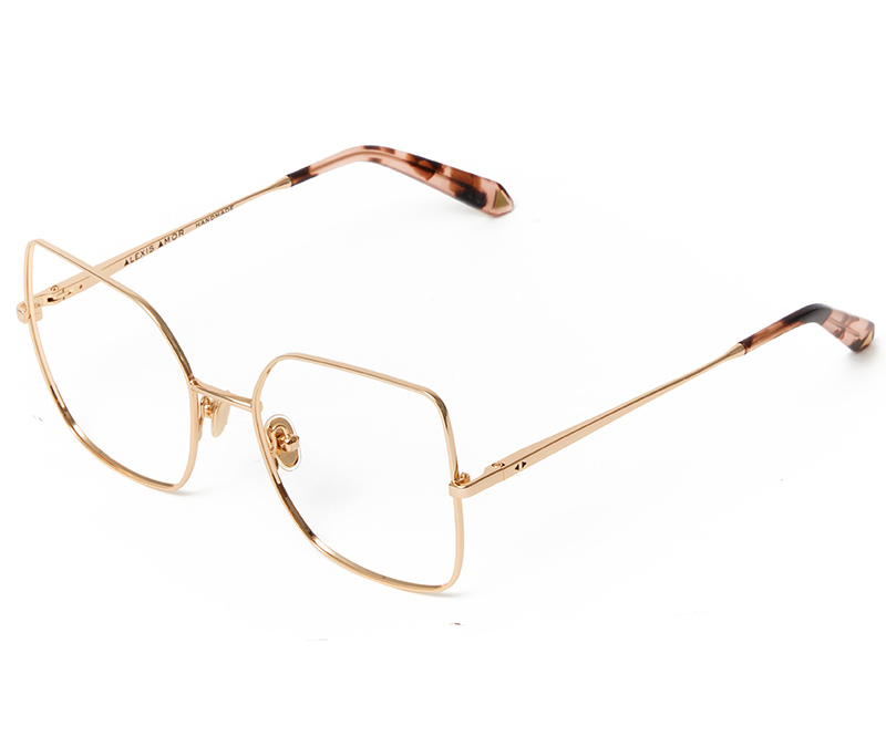 Alexis Amor Lana frames in Mirror Gold + Super Luxe Havana