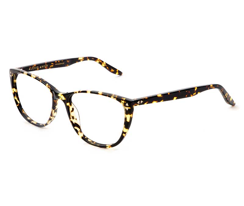 Alexis Amor Lola frames in Gloss Black Amber Fleck