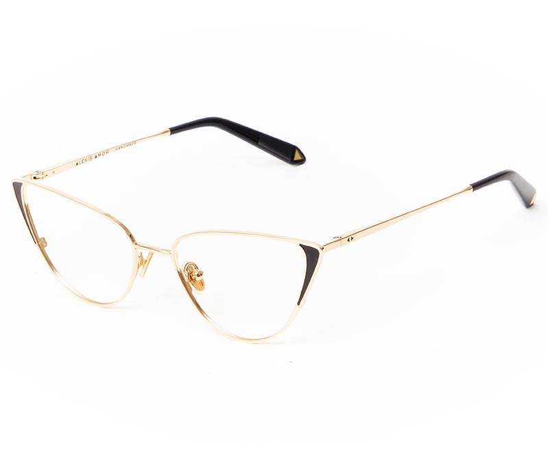 Alexis Amor Nina frames in Mirror Gold + Black Enamel