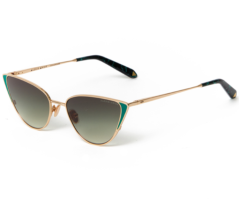 Alexis Amor Nina sunglasses in Mirror Gold + Emerald Enamel