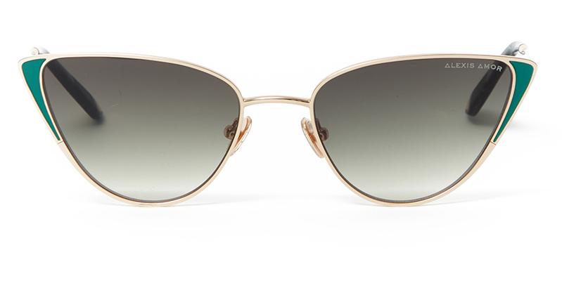 Alexis Amor Nina frames in Mirror Gold + Emerald Enamel