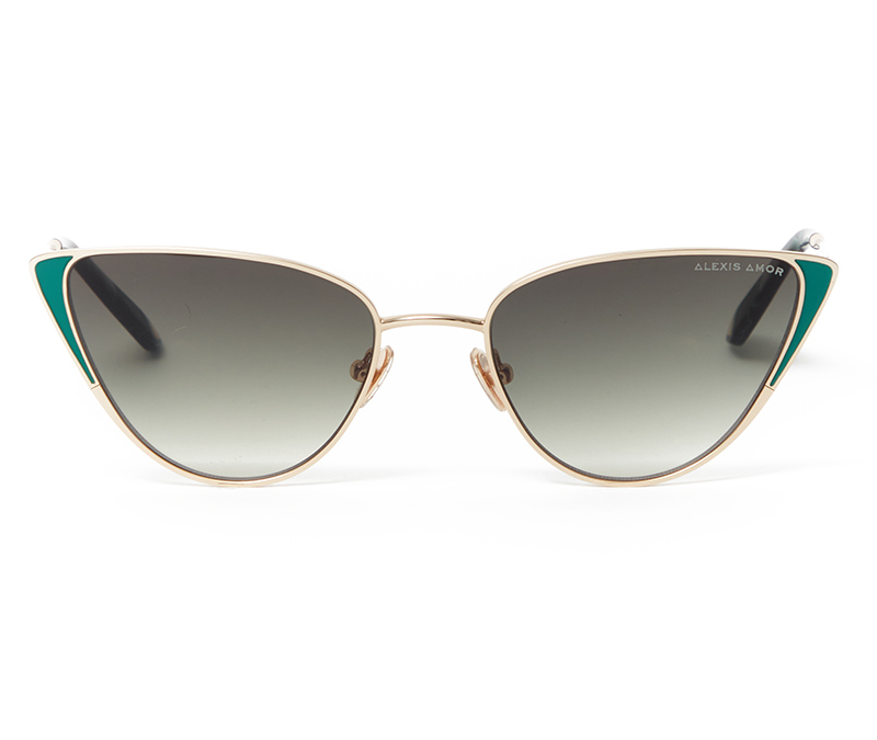 Alexis Amor Nina sunglasses in Mirror Gold + Emerald Enamel