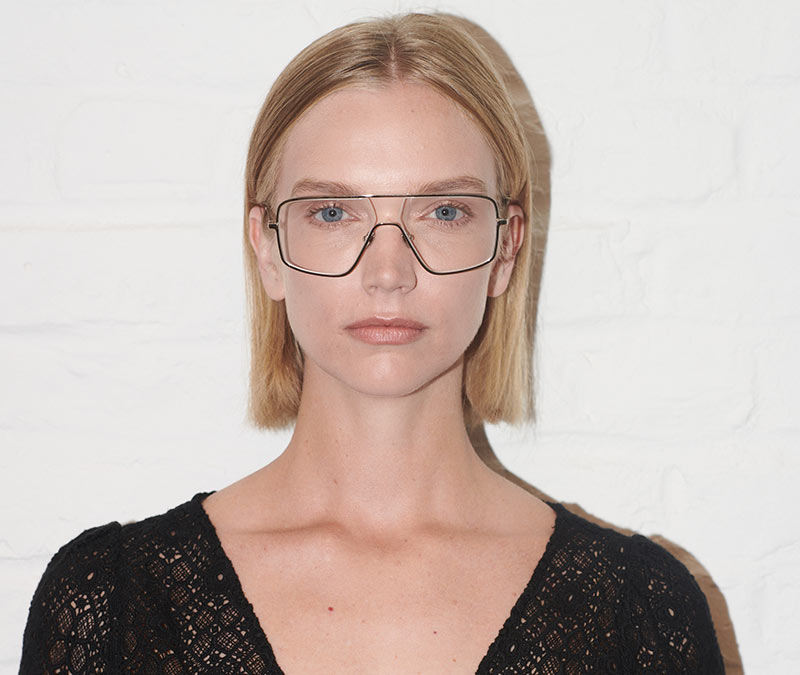 Alexis Amor Ren frames in Mirror Gold + Deep Dark Tortoise