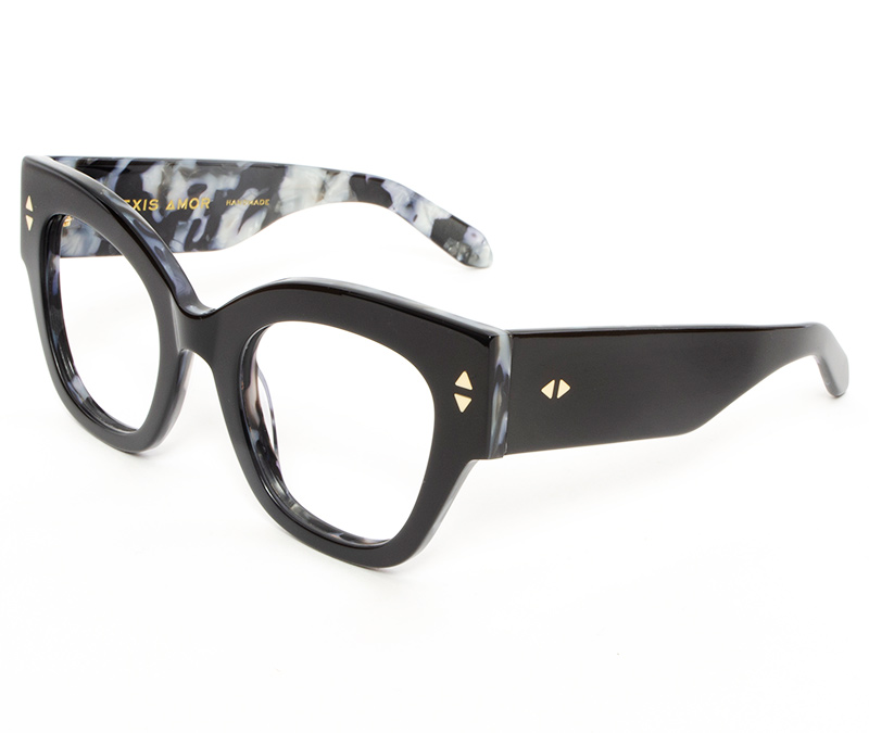 Alexis Amor Stevie frames in Gloss Piano Black + Marble