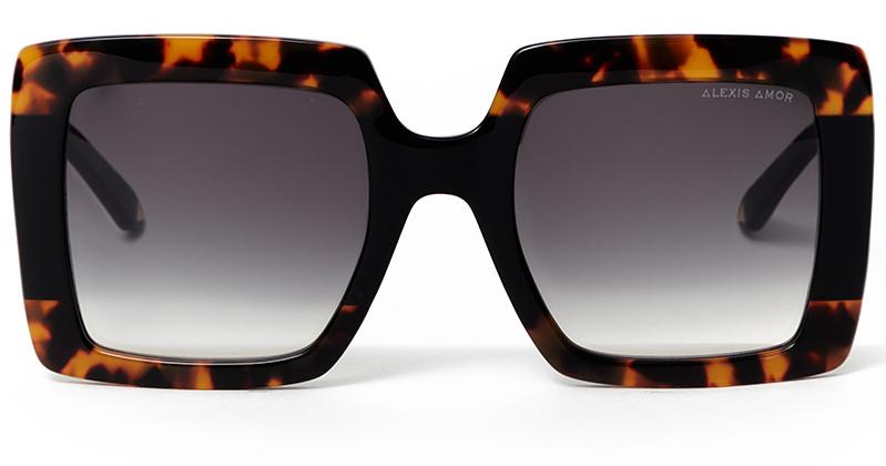 Alexis Amor The Kat frames in Havana Black Stripe 