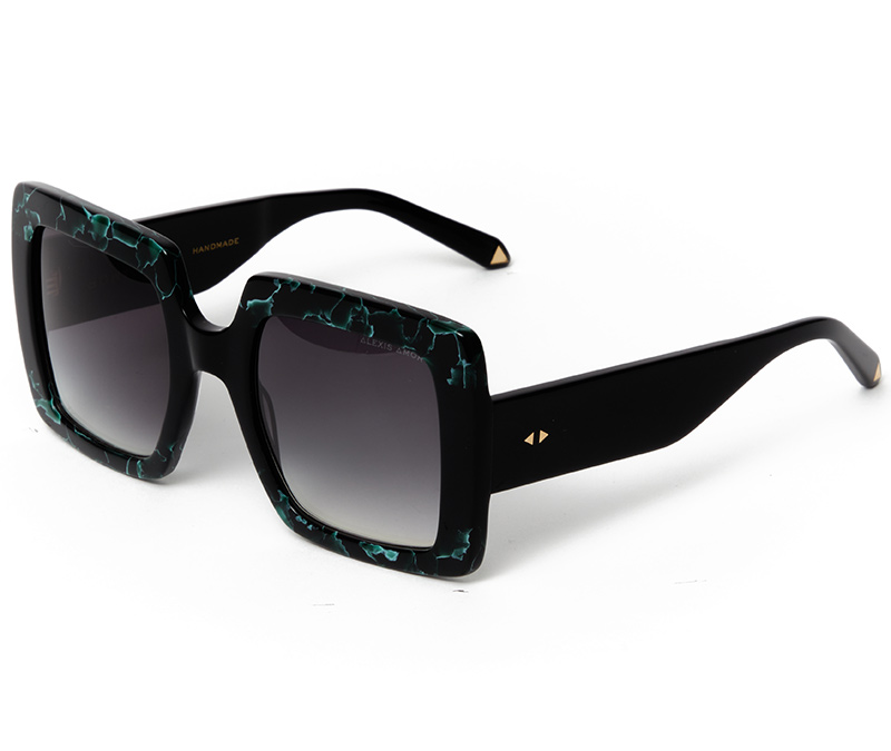 Alexis Amor The Kat sunglasses in Marble Emerald Black Stripe