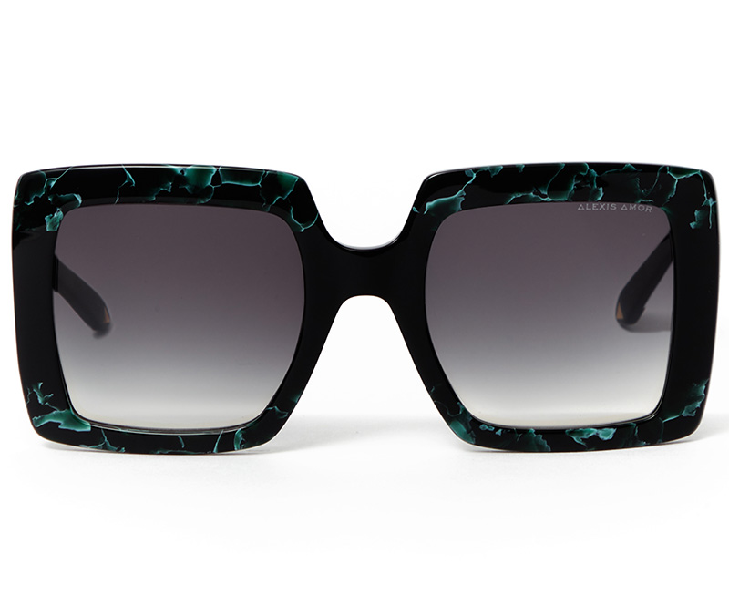 Alexis Amor The Kat sunglasses in Marble Emerald Black Stripe