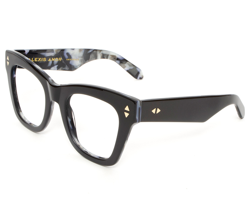 Alexis Amor Willa frames in Gloss Piano Black + Marble